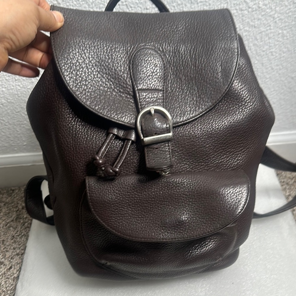 Dark Brown Leather Backpack